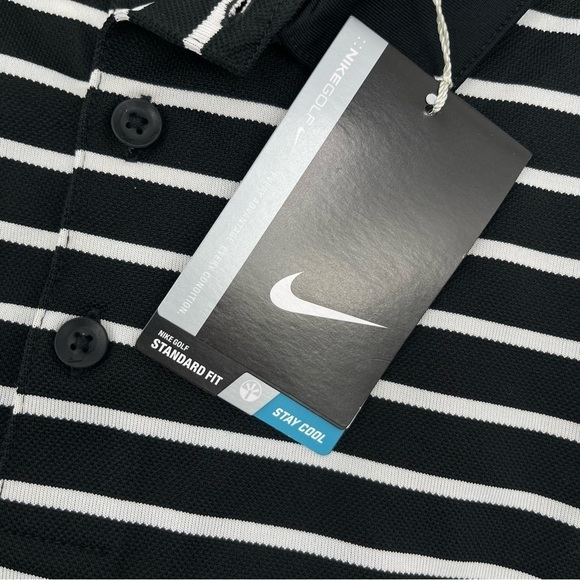 Nike Golf Men’s Size Small Icon Stripe Polo Shirt Black white NWT - Picture 10 of 12